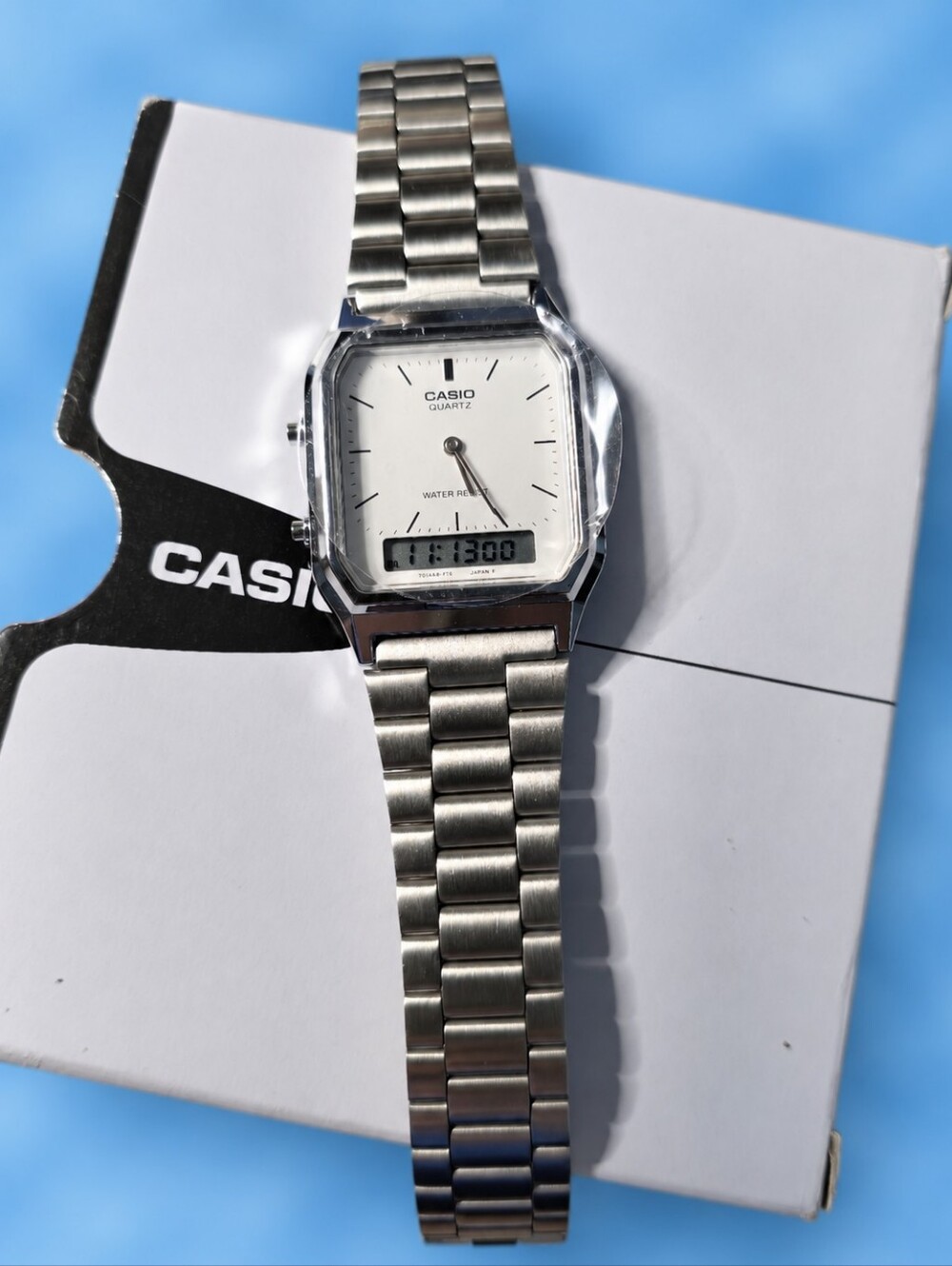 Casio AQ-230 Analog Digital Watch - Silver White Dial - w/ Original Box - Unisex